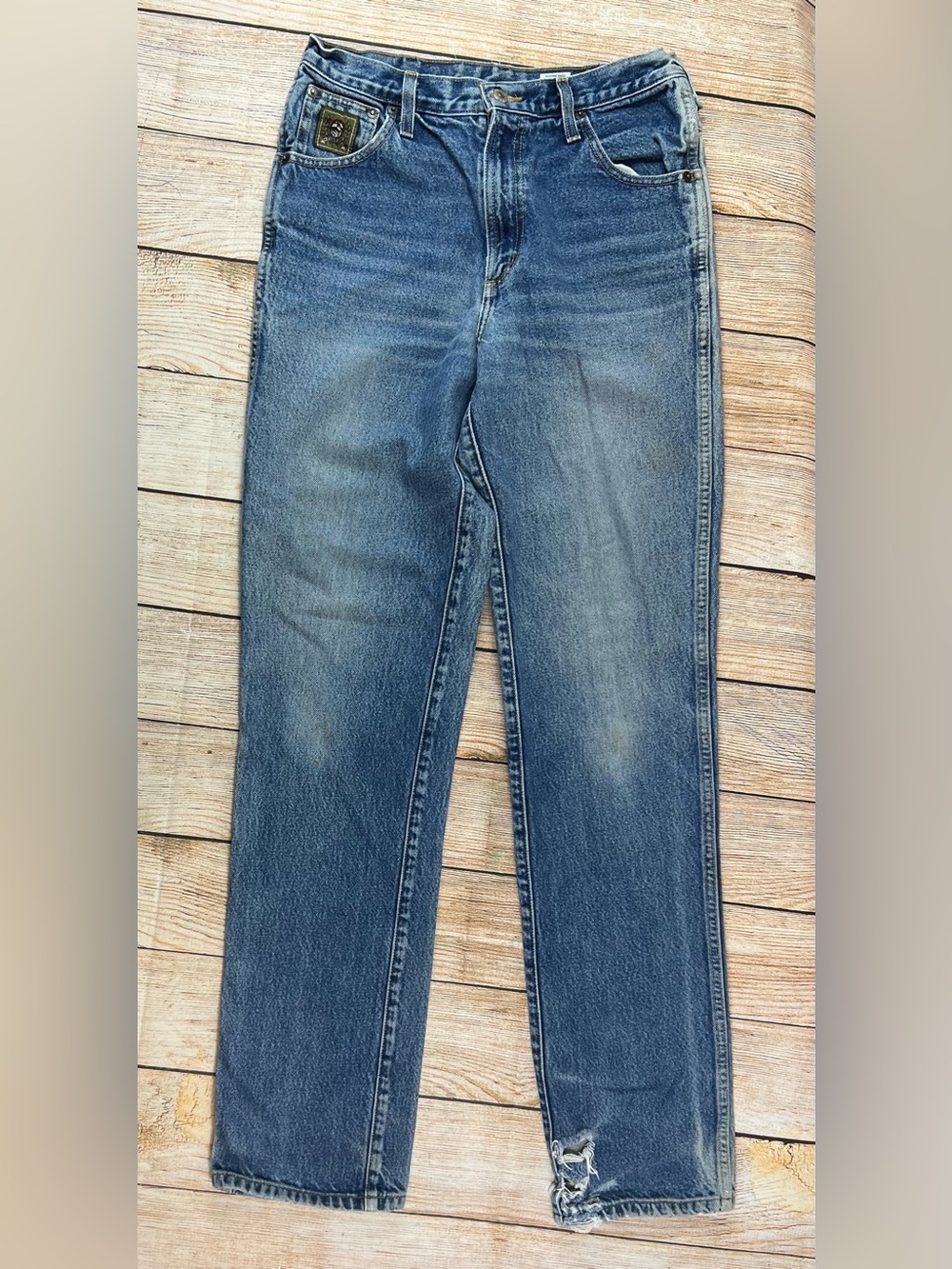 Mens Cinch Western Green Label Denim Blue Jeans Distressed Size 30x36
